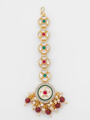 Green meenakari kundan maang tikka 3