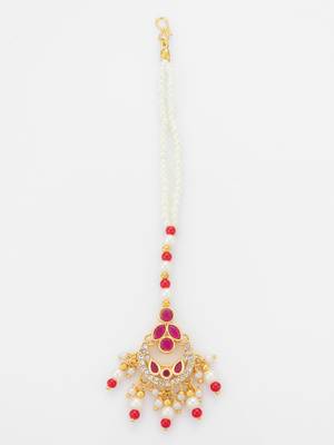 Ruby floral pearl maang tikka 3