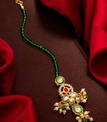 Green meenakari pearl maang tikka