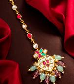 Heart kundan pastel maang tikka