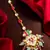 Heart kundan pastel maang tikka