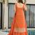  orange chinon embroidered kurta palazzo set with dupatta 