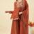  orange crunchy silk blend embroidered kurta palazzo set with dupatta 