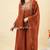  orange crunchy silk blend embroidered kurta palazzo set with dupatta 