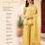  yellow crunchy silk blend embroidered kurta palazzo set with dupatta 