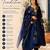  blue chanderi silk blend embroidered flared kurta set with dupatta