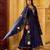  blue chanderi silk blend embroidered flared kurta set with dupatta
