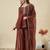  maroon crunchy silk blend embroidered kurta palazzo set with dupatta 
