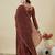  maroon crunchy silk blend embroidered kurta palazzo set with dupatta 