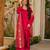  rani pink silk blend crepe kurta palazzo set with printed dupatta 