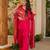  rani pink silk blend crepe kurta palazzo set with printed dupatta 