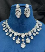 Teardrop CZ Silver Bridal Jewelry Set
