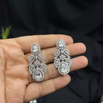 Teardrop CZ Silver Bridal Jewelry Set 3
