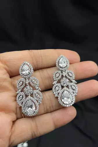 Teardrop CZ Silver Bridal Jewelry Set
