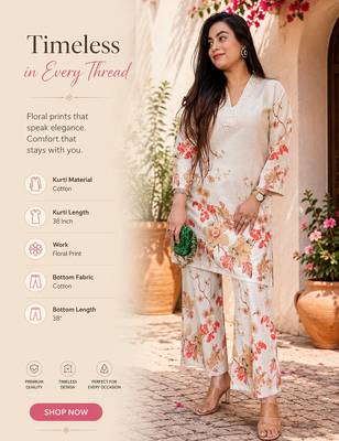  floral printed cotton orange kurta palazzo set  2