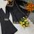 Women's black embroidered crepe kurta set with palazzo