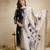  navy blue floral printed assam silk blend kurti set 