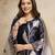  navy blue floral printed assam silk blend kurti set 