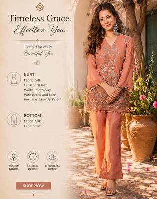  blush pink crunchy silk blend embroidered kurta set 2