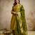  mustard silk blend embroidered kurta set women with dupatta pant