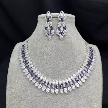 Amethyst CZ Bridal Necklace Earring Set 2