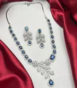 Blue Sapphire CZ Silver Bridal Set