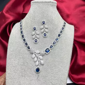 Blue Sapphire CZ Silver Bridal Set 3