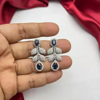 Blue Sapphire CZ Silver Bridal Set 4