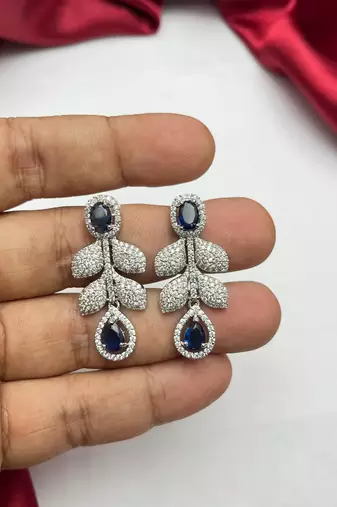 Blue Sapphire CZ Silver Bridal Set