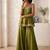 Lime green palazzo set with mirror-work detailing.