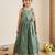 New kids girls premium lavender crinkled silk ethnic gown with floral border and waist bow accent