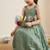 New kids girls premium lavender crinkled silk ethnic gown with floral border and waist bow accent