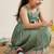 New kids girls premium lavender crinkled silk ethnic gown with floral border and waist bow accent