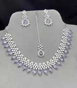 Lavender Amethyst CZ Bridal Set with Maang Tikka