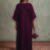 Dark wine kaftan set with lace work