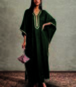 Dark green kaftan set with lace work