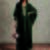 Dark green kaftan set with lace work