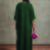 Dark green kaftan set with lace work