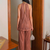 Peach halter neck asymmetric tunic set