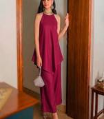 Rani pink halter neck asymmetric tunic set