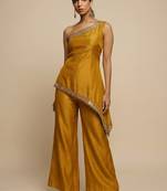 Mustard one-shoulder fusion set