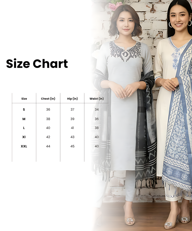 Pack Of 2 Women's khadi handmade cotton designer embroidery ethnic a line kurti with pant & dupatta set