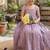 New trendy girls elegant white crinkled ethnic gown with pink lotus border and stylish waist bow