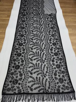 Black Color  Sequins Embroidery work Net Saree 3