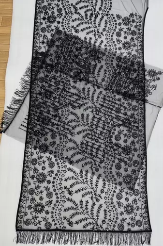 Black Color  Sequins Embroidery work Net Saree