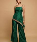 Dark green asymmetrical palazzo set