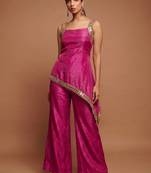 Hot pink asymmetrical palazzo set