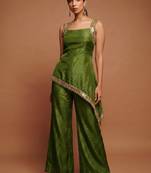 Olive asymmetrical palazzo set