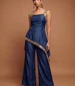 Navy blue asymmetrical palazzo set