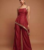 Dark red  asymmetrical palazzo set